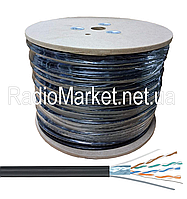 Кабель FTP "KW-Link" наружный с тросом 4пары (0,51мм) ССА, чёрный, 305м/бухта