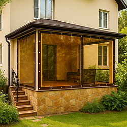 М'яке ПВХ вікно для альтанки тоноване 1,2х2 м, м'яке (гнучке) вікно ПВХ на терасу, балкон -UKMarket-