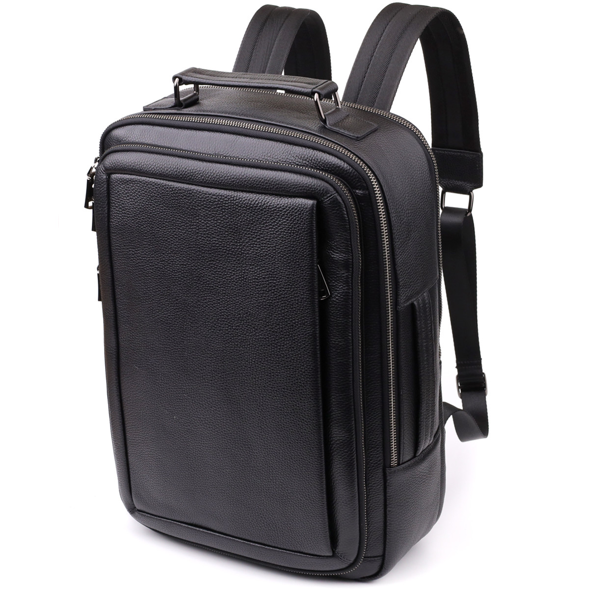 Багатофункціональний рюкзак для чоловіків з натуральної шкіри Vintage 23044 Чорний