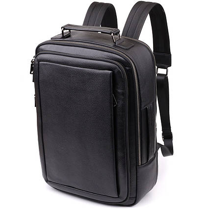 Багатофункціональний рюкзак для чоловіків з натуральної шкіри Vintage 23044 Чорний, фото 1