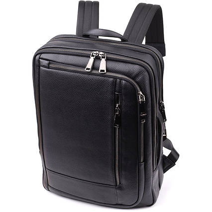 Практичний чоловічий рюкзак з натуральної шкіри Vintage 23051 Чорний, фото 1