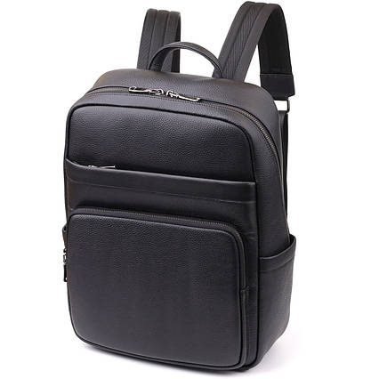 Зручний чоловічий рюкзак з натуральної шкіри Vintage 23052 Чорний, фото 1