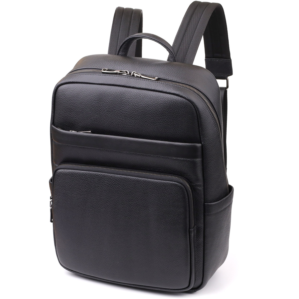 Зручний чоловічий рюкзак з натуральної шкіри Vintage 23052 Чорний