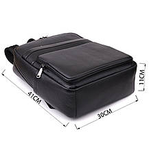 Зручний чоловічий рюкзак з натуральної шкіри Vintage 23052 Чорний, фото 3