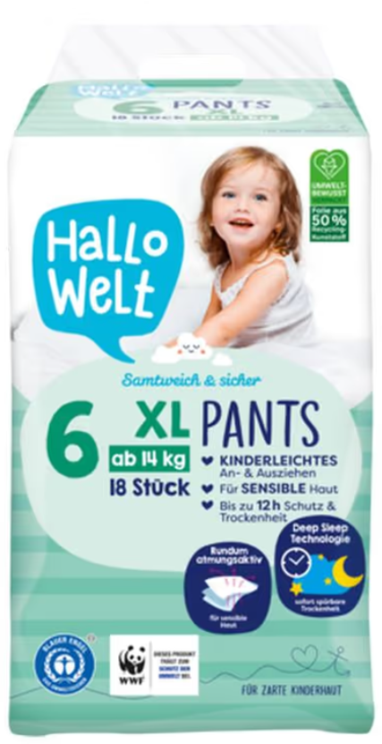 Підгузки-трусики Hallo Welt Німеччина 6 (14+ кг), 18 шт, фото 1