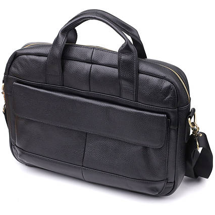 Практичний портфель для чоловіків з натуральної шкіри Vintage 23041 Чорний, фото 1