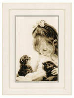 Набор для вышивания крестом VERVACO "Girl and kittens (Девочка и котята)"