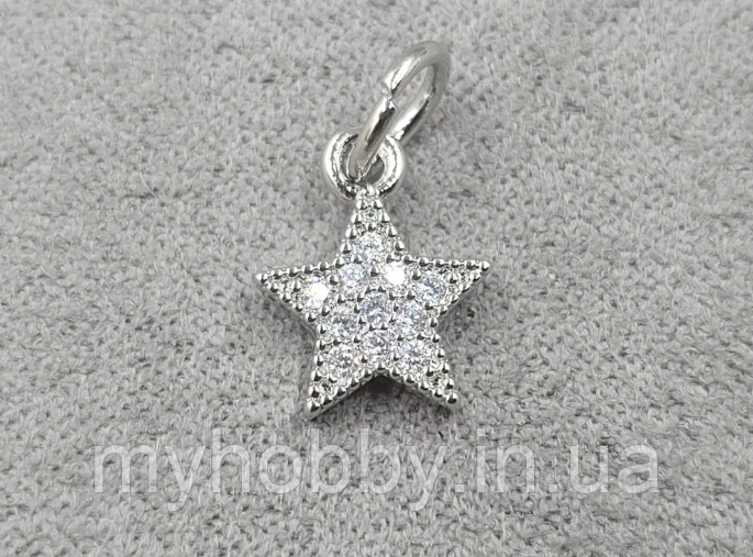 Підвіска Зірка 9*16 мм родій (гіпоалергенний сплав), фото 1