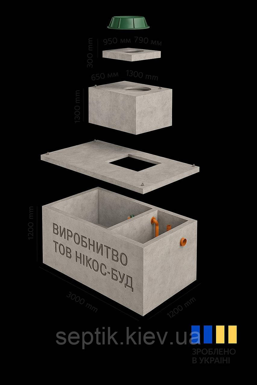 Септик трикамерний 5 м³ бетонний