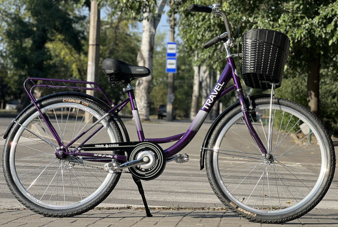 Велосипед жіночій міський дорожній 26" Corso Travel TR-1096 фіолетовий на зріст 152-175 см, фото 1