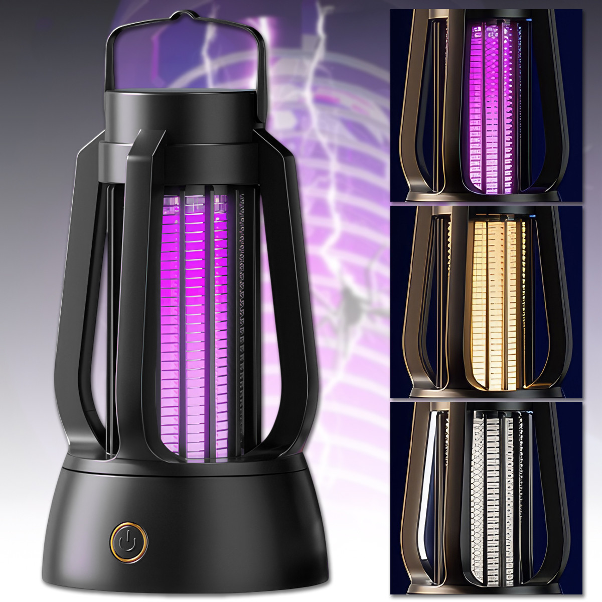 Антимоскітна лампа на акумуляторі з 3 режимами підсвічування Чорна, фото 1