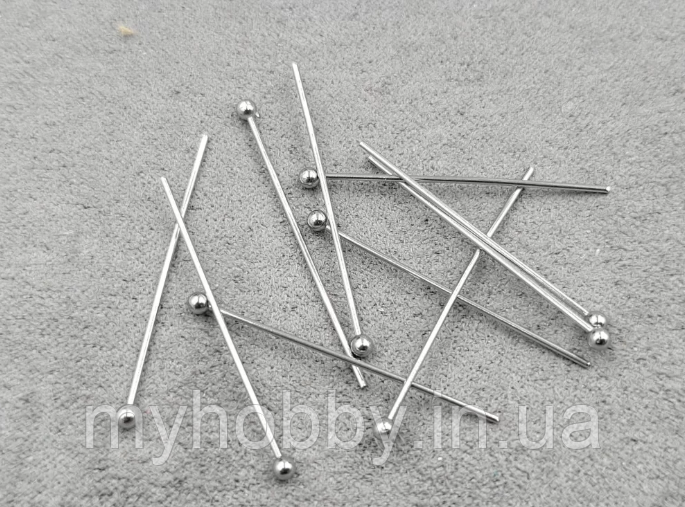 Піни з кулькою 3см сталеві нержавіюча сталь -4шт, фото 1