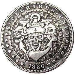 Сувенір монета 1 долар США 1886 "Три черепи та якір". Hobo Coin American
