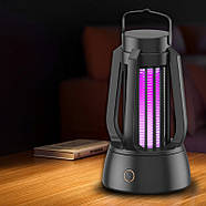 Антимоскітна лампа на акумуляторі з 3 режимами підсвічування Чорна, фото 8