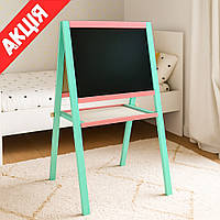 Мольберт дитячий для малювання крейдою та маркером Дерев'яний магнітний Дошка для малювання 50х40 см Салатовий