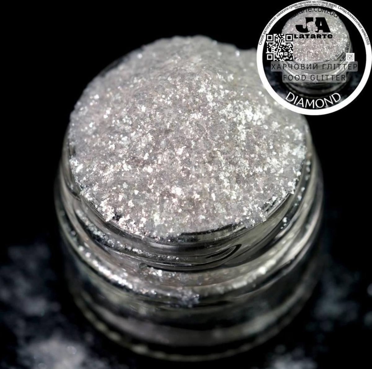 Харчовий блиск глітер DIAMOND 5 г кандурин сріблястий, фото 1