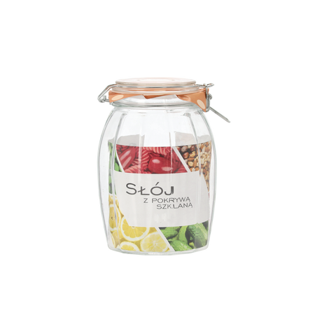 Банка 0,8 л зі скляною кришкою та механічним закривачем, фото 1
