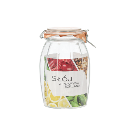 Банка 1,1 л зі скляною кришкою та механічним закривачем, фото 1