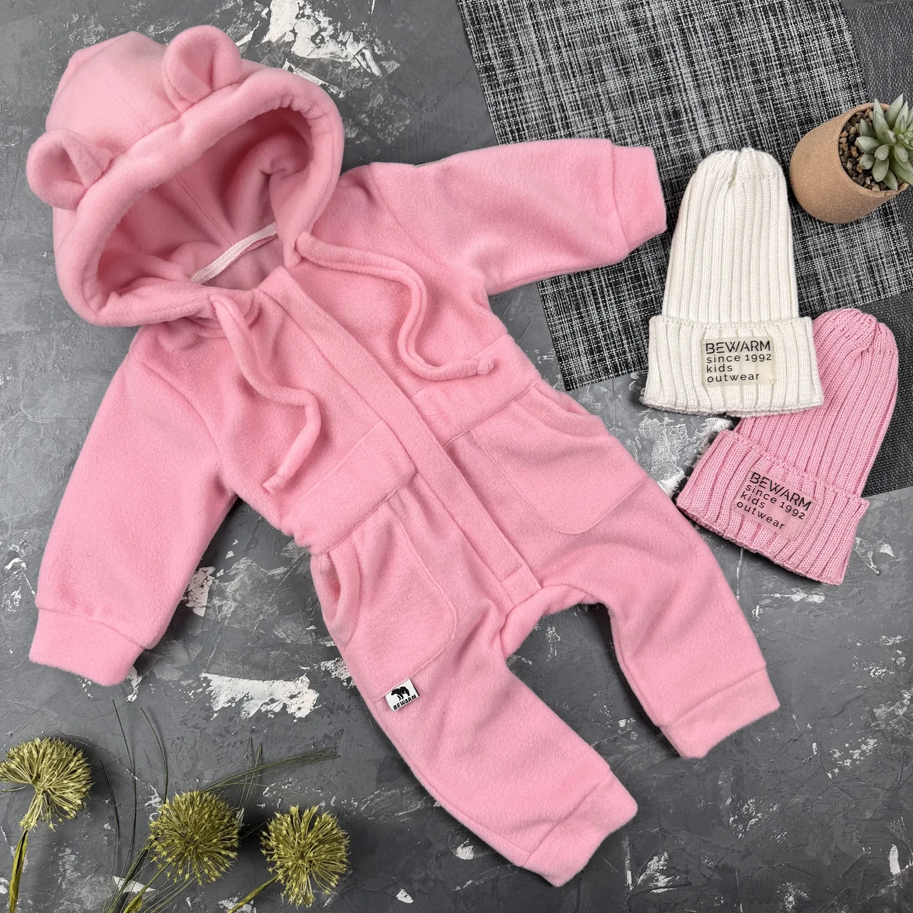 Ромпер Polar Fleece BEWARM Teddy Pink