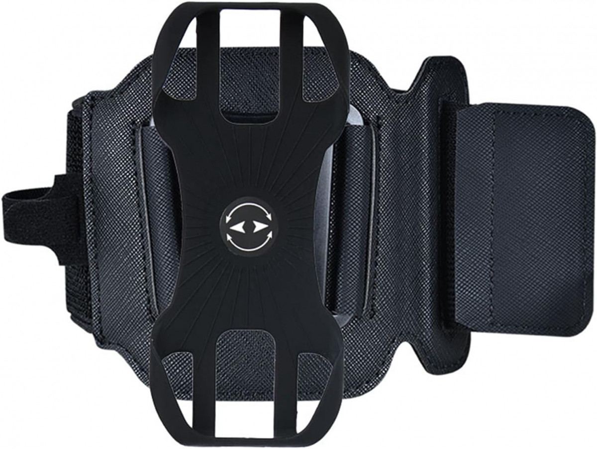 Зовнішній чохол для телефона, силіконовий, чорний, регульований ремінець 12-25 см, поворот 360°