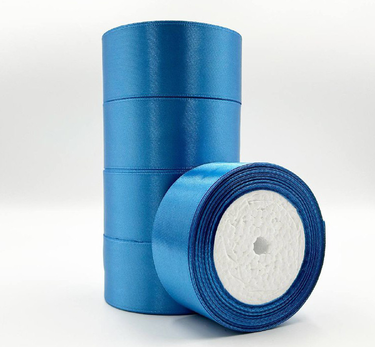 Атласна стрічка для рукоділля – 4 см x 23 м (опт, 5 рулонів) / Лазурний, фото 1
