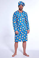 Комфортная мужская ночная рубашка с длинным рукавом и шапочкой CORNE DR 110 W/25 XXL