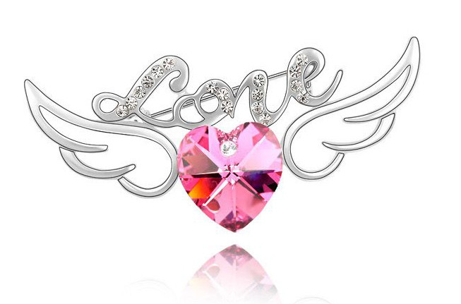 Брошка «LOVE» зі стразами, фото 1