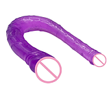 Фалоімітатор для подвійного проникнення, Фіолетовий двосторонній фалос, Ділдо реаліст, Інтимні іграшки, фото 3