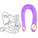 Фалоімітатор для подвійного проникнення, Фіолетовий двосторонній фалос, Ділдо реаліст, Інтимні іграшки, фото 6