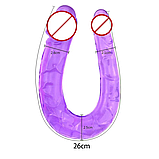 Фалоімітатор для подвійного проникнення, Фіолетовий двосторонній фалос, Ділдо реаліст, Інтимні іграшки, фото 8