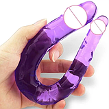 Фалоімітатор для подвійного проникнення, Фіолетовий двосторонній фалос, Ділдо реаліст, Інтимні іграшки, фото 2