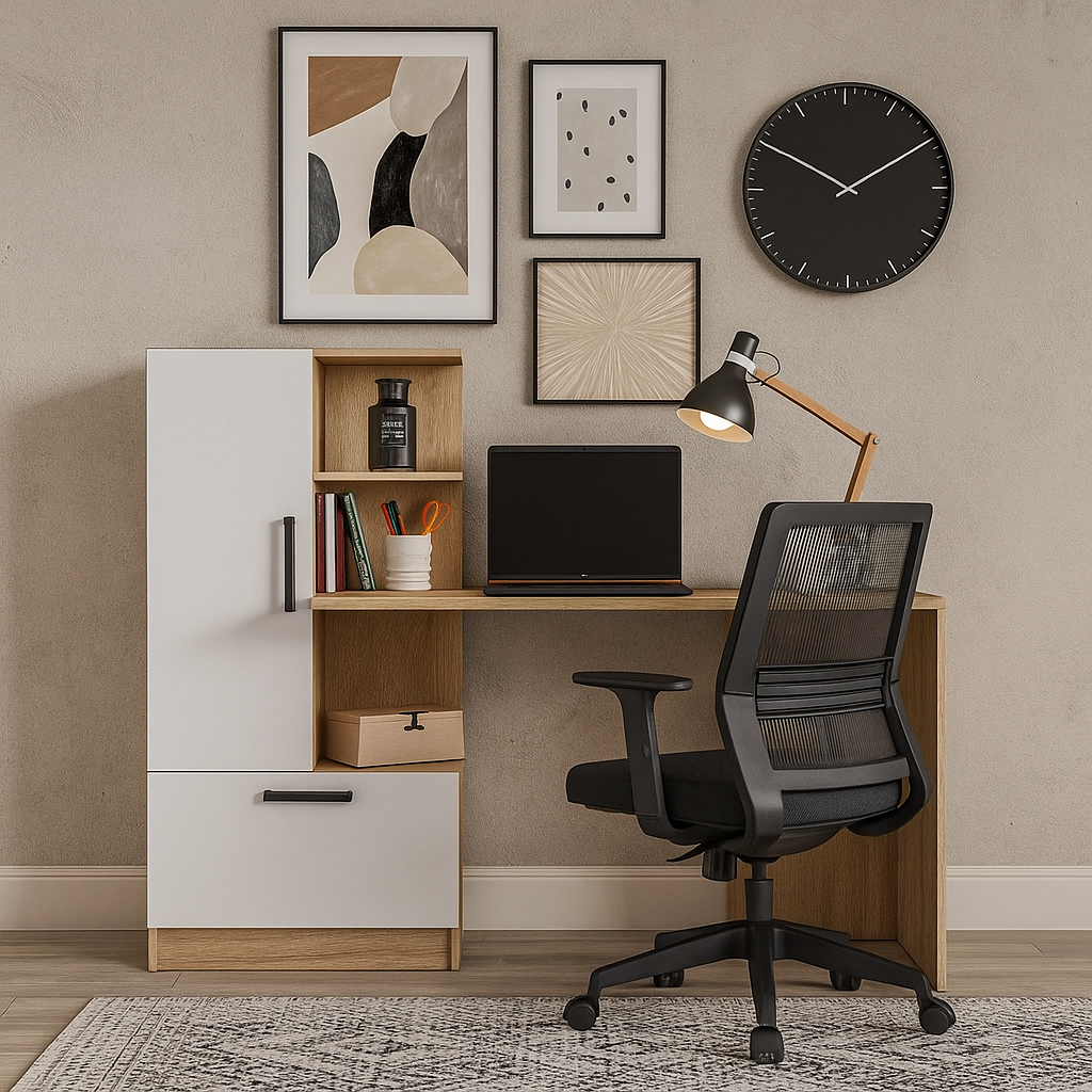 Великий зручний комп'ютерний письмовий стіл 150 см для ноутбука з полицями і пеналом Стандарт, фото 1