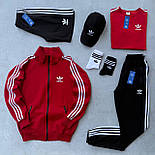 Чоловічий спортивний костюм комплектом футболки+шорти та шкарпетки весна-літо 6в1 Туреччина червоний. Живе фото, фото 8