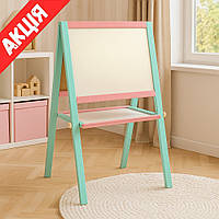 Магнітний дерев'яний мольберт 50х40 см для дітей Дошка багаторазова для малювання маркером і крейдою Салатовий