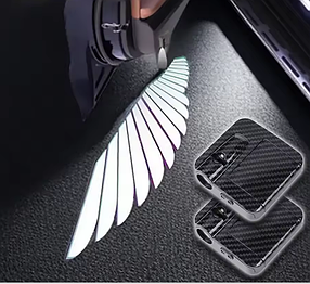 Самоклейна проєкційна підсвітка для дверей автомобіля - логотип Ангельські крила, 2 штуки, біле світло