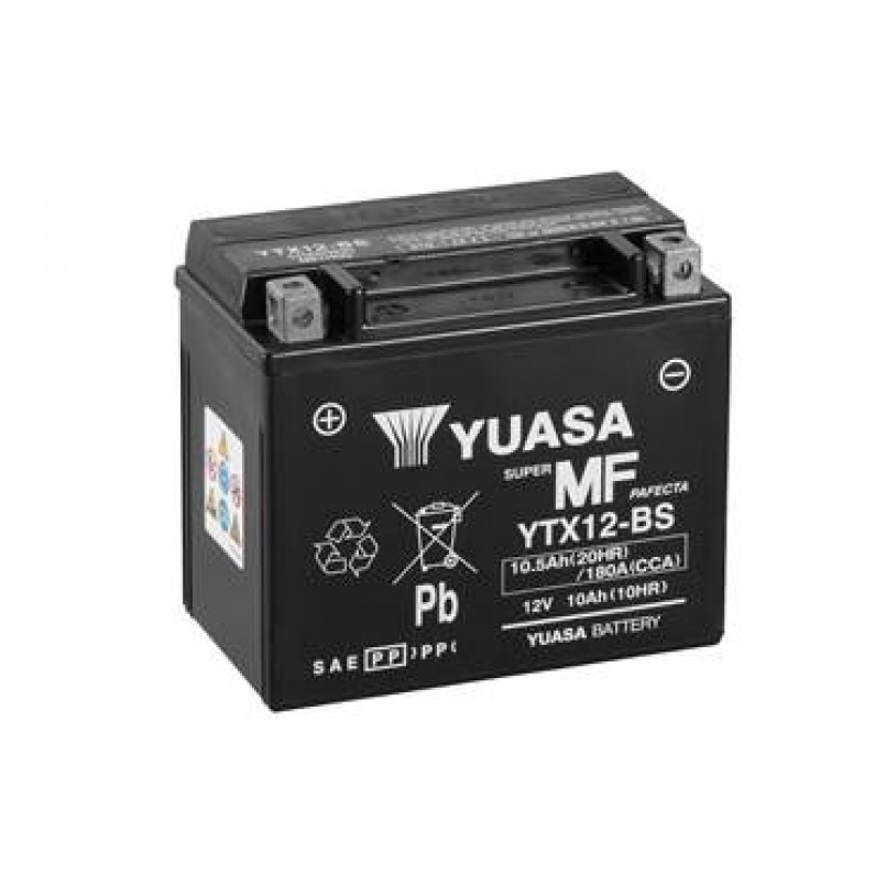 Мотоакумулятор Yuasa MF VRLA Battery 12В 10.5Ач 180А(EN) L+ (сухозаряджений) YTX12-BS, фото 1