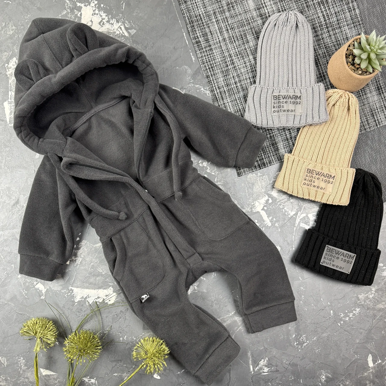 Ромпер Polar Fleece BEWARM Teddy Graphite, фото 1