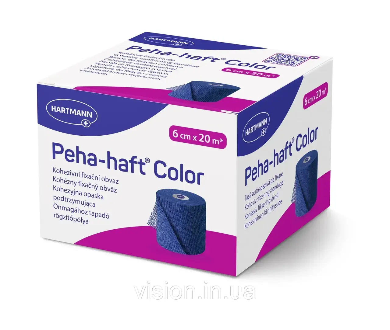 Бинт Peha-haft Color синій 6 см x 20 м 1шт когезивний фіксуючий, фото 1