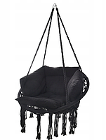 Садова гойдалка гніздо підвісне крісло з подушкою 80 см Чорна