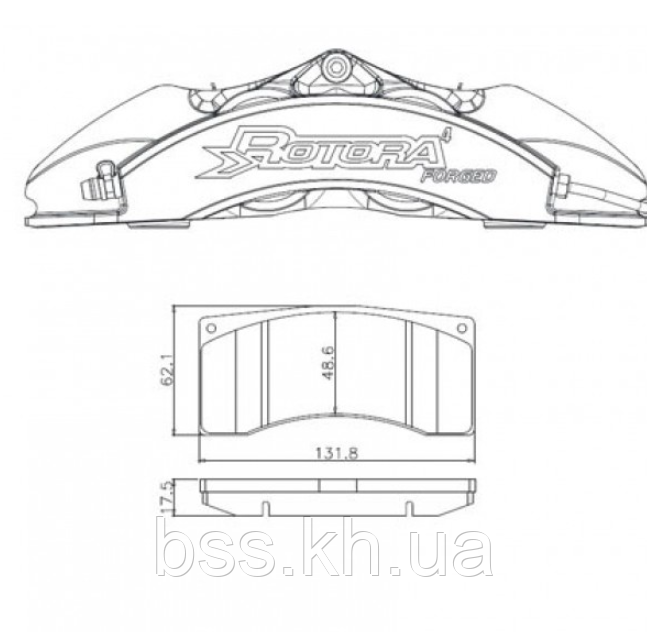 Гальмівні колодки Rotora H2 для супортів RF401, RF402, RF410, RF412-RF414, RF416, RF417