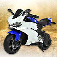 Дитячий електромотоцикл Ducati зі стартом від кнопки Bambi M 4262EL-1-4 Біло-синій