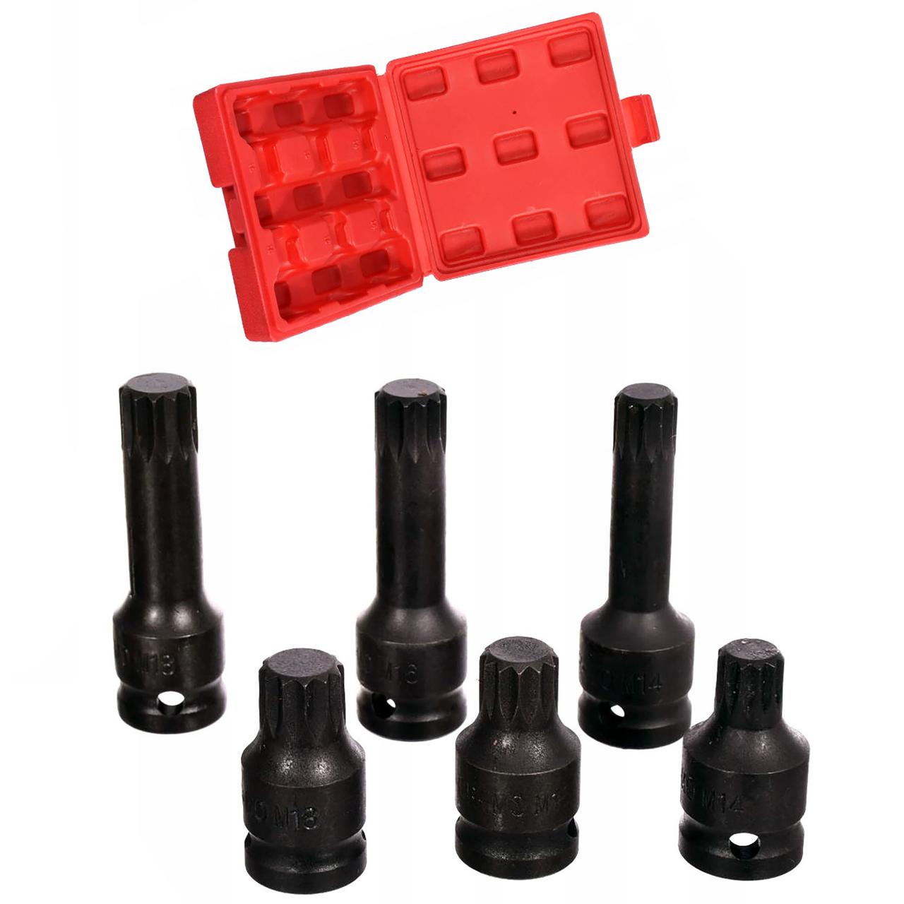 Набор ударных головок 1/2 SPLINE (WAG) М14/M16/М18 6шт SS06, фото 1