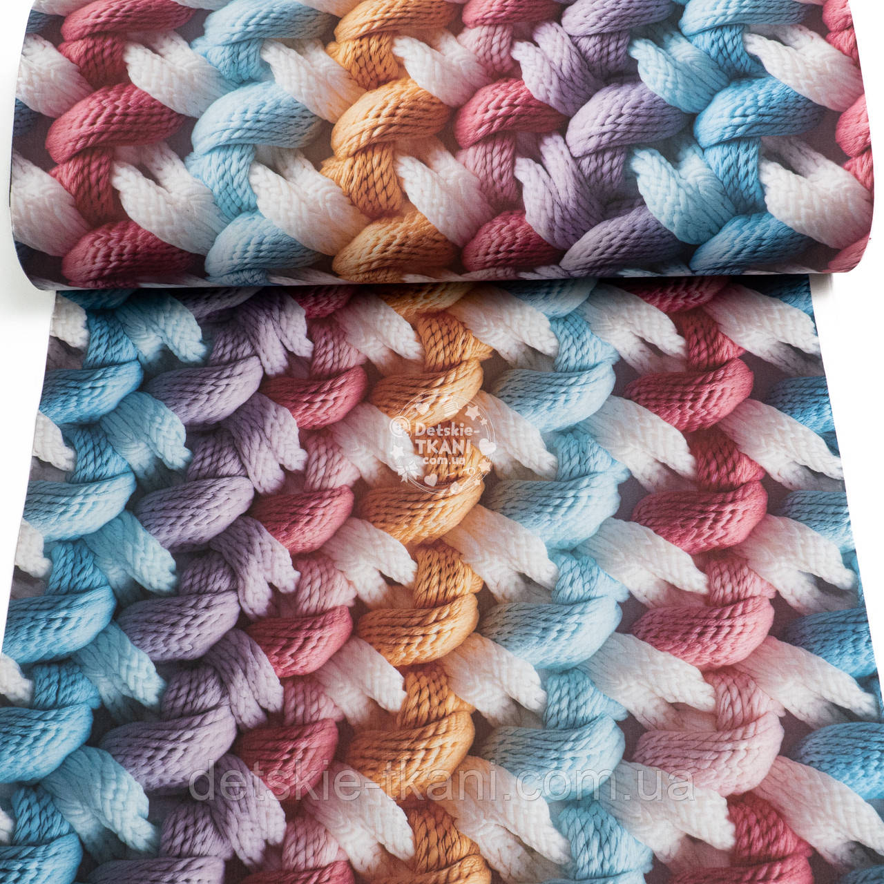 Ранфорс digital з цифровим друком 5D "Велика різнокольорова в'язка", №5664, фото 1