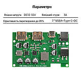 Модуль DC-DC стабілізатор напруги сонячної панелі USB+DC+Type-C QC/PD драйвер для сонячних батарей, фото 4
