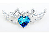Брошка «LOVE» платина аквамарин, фото 3