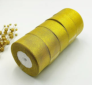 ОПТ / Стрічка парча / 4 см / Упаковка - 5 рулонів по 23 метри / Золотий