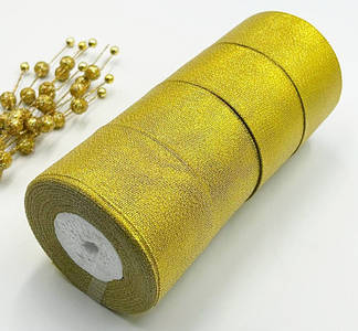 ОПТ / Стрічка парча / 5 см / Упаковка - 4 рулонів по 23 метри / Золотий
