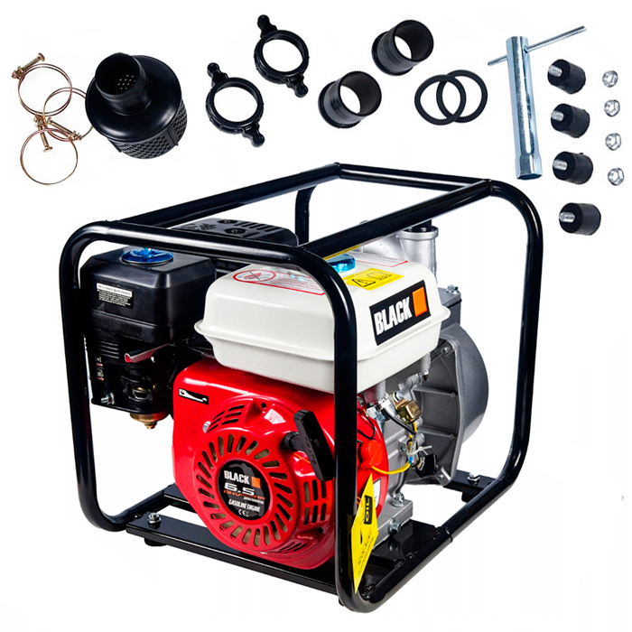 Мотопомпа бензинова для води 500 л/хв Black B578444 4-тактна мотопомпа для очищення води, фото 1