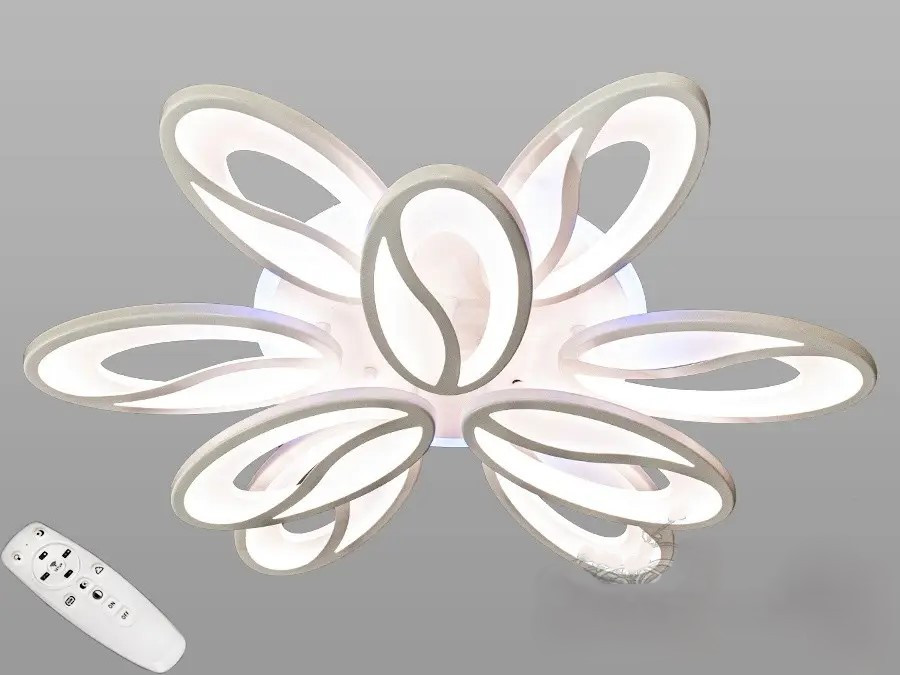 Стельова світлодіодна люстра з пультом, диммером, 150W, біла люстра, фото 1