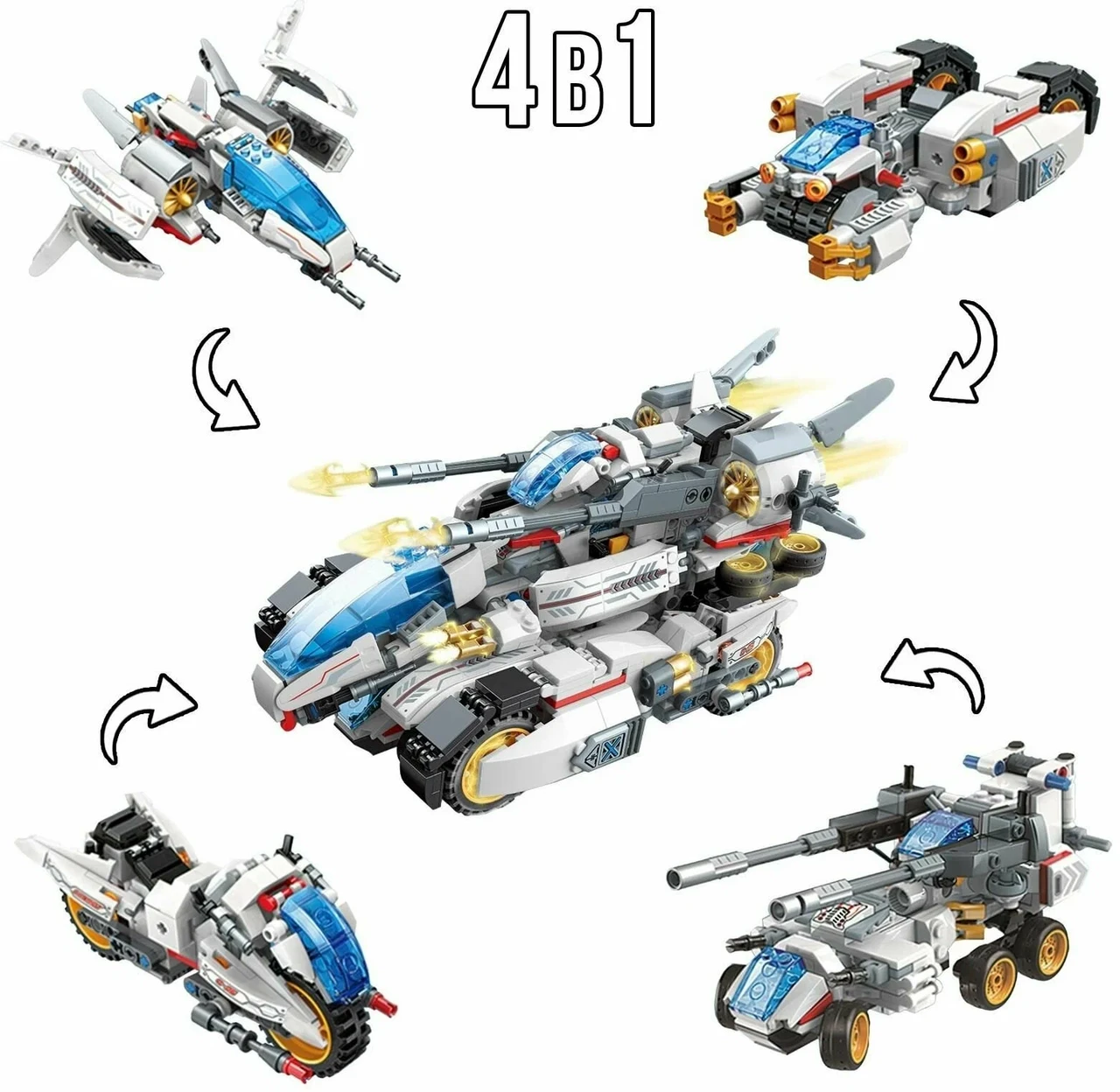 Робот конструктор 4в1 Qman Trans Collector 821 деталей, фото 1